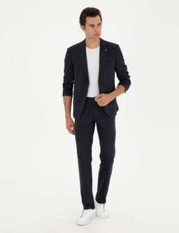 Koyu Lacivert Slim Fit Y_n Kar___ml_ Pantolon