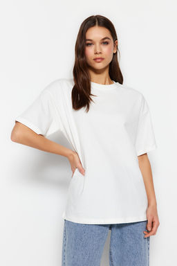 TRENDYOLMILLA Limited Edition Tas %100 Pamuk S?rt Bask?l? Relaxed/Genis Rahat Kesim Orme T-Shirt TWOSS23TS00374 фото 3