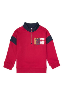 Erkek _ocuk Koyu Frambuaz Yar_m Fermuarl_ Sweatshirt