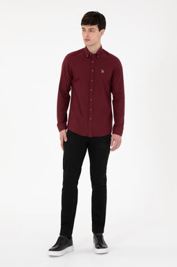 Мужская базовая рубашка бордового цвета с длинным рукавом Неожиданная скидка в корзине - U.s. polo assn фото 5