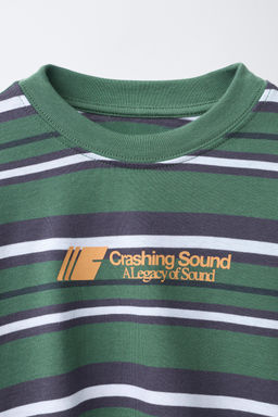 WOVEN STRIPE T-SHIRT WITH SLOGAN - Zara фото 3