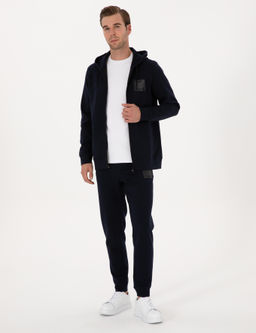 Lacivert Regular Fit Pamuk Kar___ml_ Tam Fermuarl_ Sweatshirt