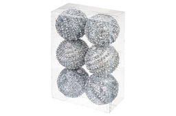 Набор 6 новогодних шаров 9,5*9,5 см Серебряный узор - Elan gallery фото 6
