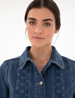 Koyu Mavi Crop Top Jean Ceket - Pierre cardin фото 2