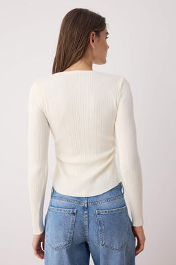 Kemik Merserize Gorunumlu Premium Iplik/Ozel Iplik Drape/Buzgu Detayl? Triko Kazak TWOAW26KZ00041 - Trendyolmilla фото 4