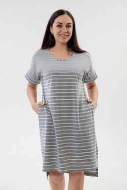 Туника женская из вискозы Полоса серо-белый