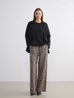 Beli Lastikli Leopar Desenli Kad?n Pantolon