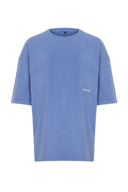 Lila Oversize/Genis Kesim Eskitme/Soluk Efektli Tok Kumas T-shirt TMNSS24TS00192 - Trendyolmilla фото 8
