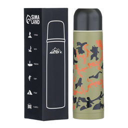 Термос Мастер К Гильза. Камуфляж, 500 мл, с кружкой, сохраняет тепло до 8 ч, нержавеющая сталь, цвет хаки