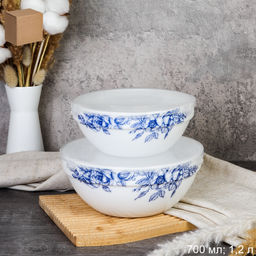 Форма для холодца с крышкой 2 предмета / GRAY-SW2A (7367) /уп 18/ Цветы кобальт/740226