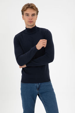 Erkek Slim Fit Bo_azl_ Lacivert Melanj Basic Kazak - U.s. polo assn фото 3