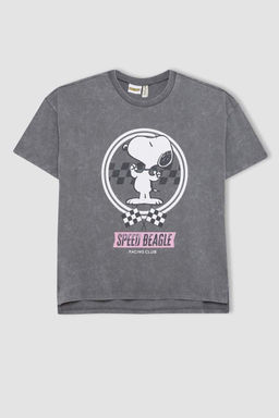 Футболка Oversize с короткими рукавами Snoopy для девочек - Defacto фото 9