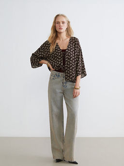 Ba?lamal? Yaka Oversize Kad?n Kimono