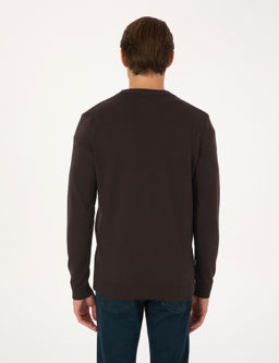 Koyu Kahverengi Slim Fit Basic D__meli Triko H_rka - Pierre cardin фото 5