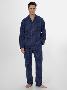Комплект домашний мужской синий в клетку