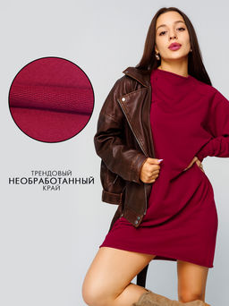 Женское платье с рукавом реглан из футера 2-х нитки Lingeamo бордовый ВП-11 (15)  фото 2