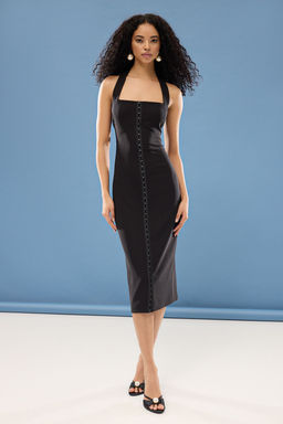 Siyah Agraf Detayl? Dokuma S?k Abiye Gece Mezuniyet Elbisesi TPRSS25EL00060 - Trendyolmilla фото 2