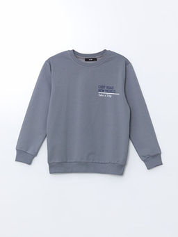 Bisiklet Yaka Bask?l? Erkek ?ocuk Sweatshirt