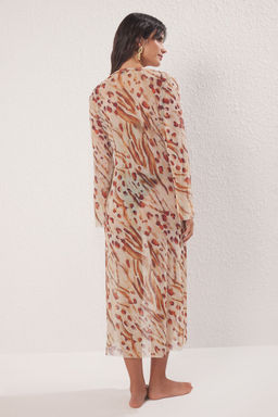 Trendyolmilla Leopar Desenli Oversize Maxi Dokuma Plaj Elbise TBESS25EL00116 фото 4