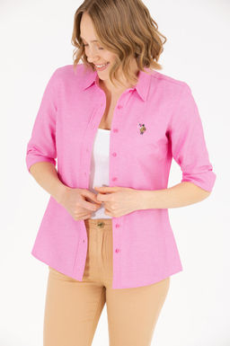 Рубашка женская розовая Uzunkol Basic - U.s. polo assn фото 2