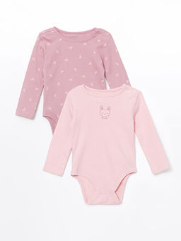 Bisiklet Yaka Bask?l? K?z Bebek ??t??tl? Body 2li