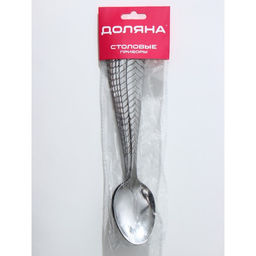 Набор ложек столовых из нержавеющей стали Доляна Колосок, длина 19 см, толщина 2 мм, 6 шт, цвет серебряный  фото 3