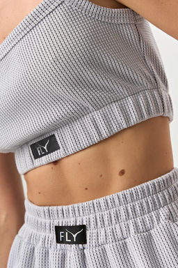 Топ на бретелях из плотного трикотажа серый