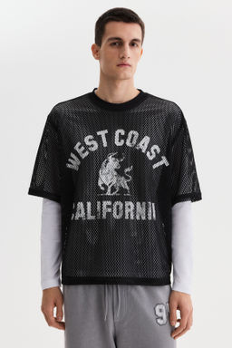 Camiseta de malla con estampado Oversized Fit - H&m фото 3