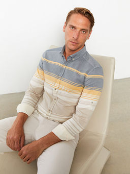 Slim Fit Uzun Kollu ?izgili Arm?rl? Erkek G?mlek