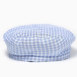 Берет в клетку, голубой, р-р 56 см