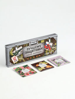 Чай подарочный «Лучшему защитнику» 3 вкуса, 12 пакетиков