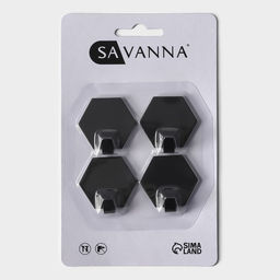 Цена за 2 шт. Крючки самоклеящиеся SAVANNA Black Loft, 4 шт., металл, грань 2 см, чёрные  фото 5