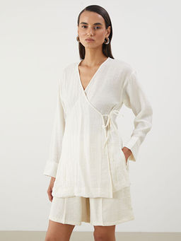 Kruvaze Yaka Dokulu Kad?n Kimono