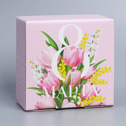 Цена за 2 шт. Коробка подарочная сборная, упаковка, 8 марта, 15?15?7 см