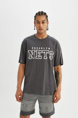 DeFactoFit Футболка Oversize с круглым вырезом и короткими рукавами NBA Brooklyn Nets