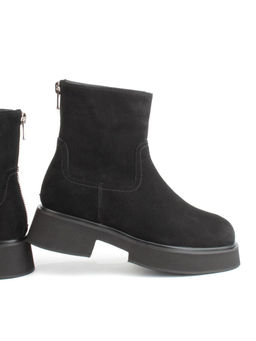 04-HJM397 BLACK Ботинки зимние женские (натуральная замша, натуральный мех)