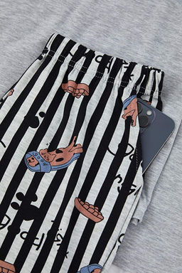 Gri Melanj Regular Fit Kedi Bask_l_ Pamuklu _rme Pijama Tak_m_ TMNAW26PT00046 - Trendyolmilla фото 2