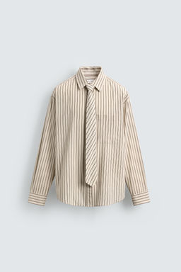 STRIPED SHIRT WITH CONTRAST TIE - Zara фото 7