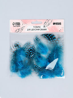 Цена за 4 шт. Набор перьев для декора 10 шт., размер 1 шт.: 5?2 см, цвет бирюзовый с чёрным