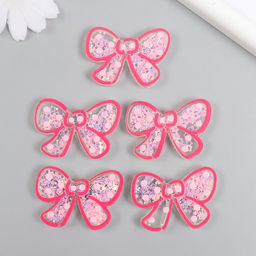 Цена за 5 шт. Шейкер для творчества акрил Бант, с глиттером, 0.5?4.5?3.2 см