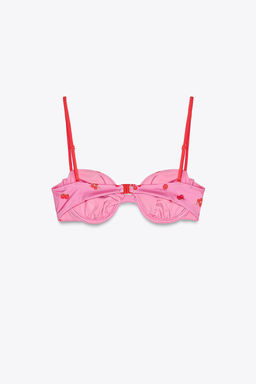 TOMATO PRINT UNDERWIRED BIKINI TOP - Zara фото 5