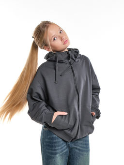 Толстовка на молнии с капюшоном 22-7653 хаки - Mini maxi фото 18