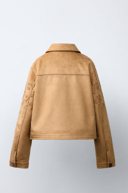 CHAQUETA EFECTO ANTE BORDADOS / Tostado - Zara фото 5