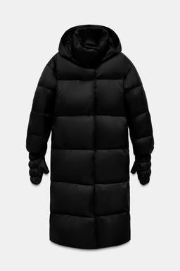 WATER-REPELLENT LONG DOWN PUFFER JACKET WITH HOODIE AND GLOVES - Zara фото 6