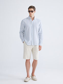 Regular Fit Uzun Kollu ?izgili Erkek G?mlek