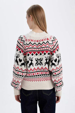 Свитер-полуводолазка обычного кроя с узором - Defacto фото 6