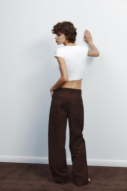 COTTON MODAL CROPPED T-SHIRT - Zara фото 5