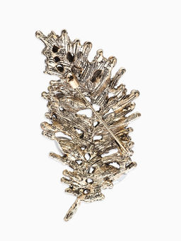 Брошь «Императрица. Лист», бордово-коричневая в чернёном золоте