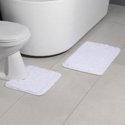 Коврики для ванной и туалета Доляна Пушистик, 2 шт: 38?40 см, 40?60 см, цвет белый  фото 2