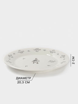 Тарелка десертная Доляна Гуси, d=20.3 см, фарфор, белая  фото 2